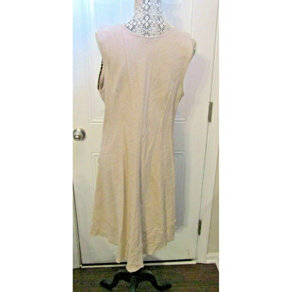 Roz & Ali Dress Khaki Linen Leopard Animal Print Trim Womens Size 16 - Picture 6 of 9